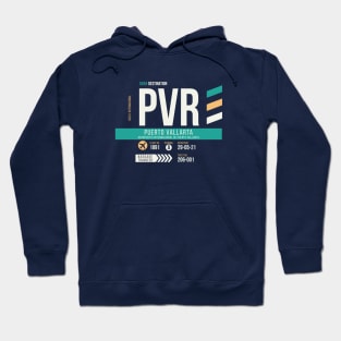 Puerto Vallart (PVR) Airport Code Baggage Tag Hoodie